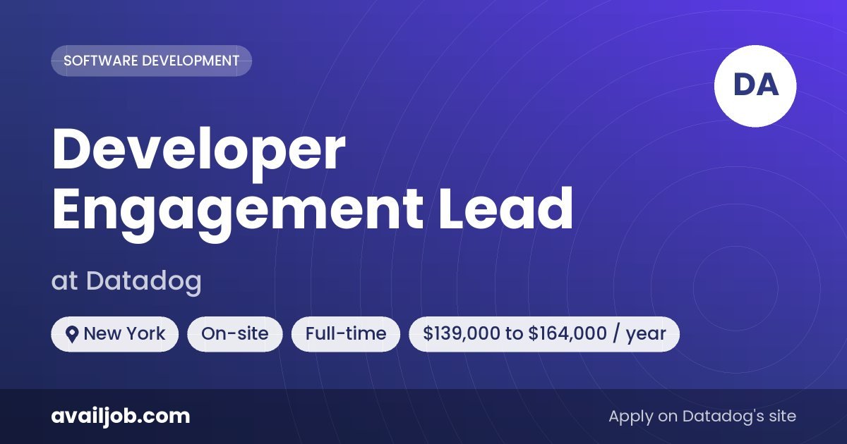 Developer Engagement Lead job at Datadog in New York