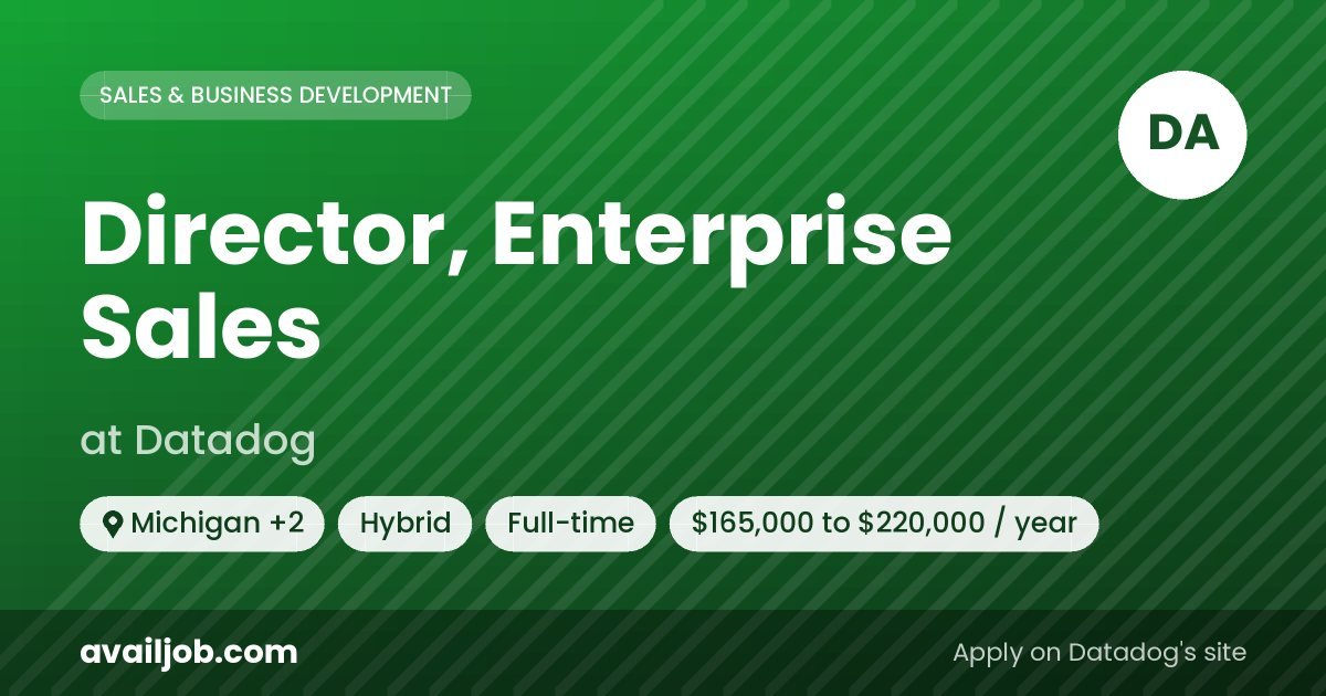Director, Enterprise Sales job at Datadog in Michigan