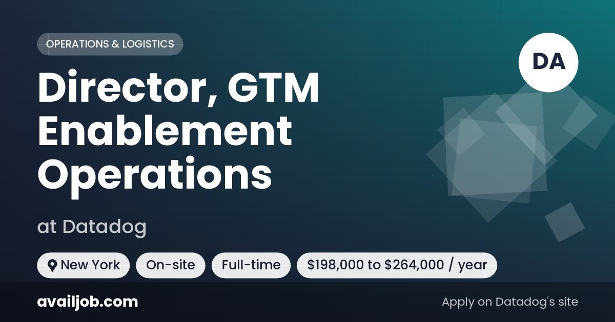 Director, GTM Enablement Operations job at Datadog in New York