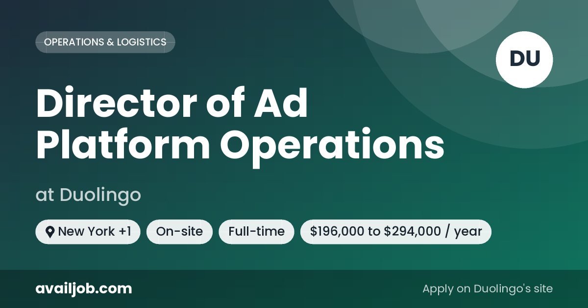 Director of Ad Platform Operations job at Duolingo in New York