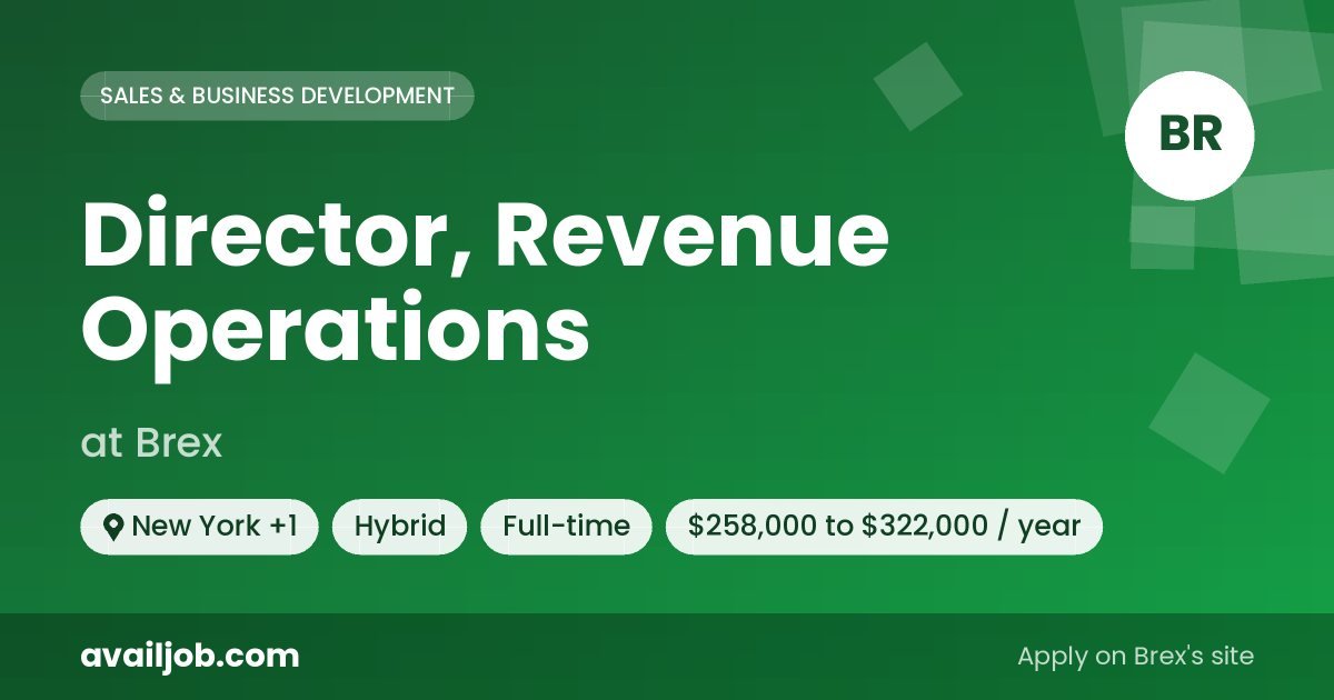 Director, Revenue Operations job at Brex in New York