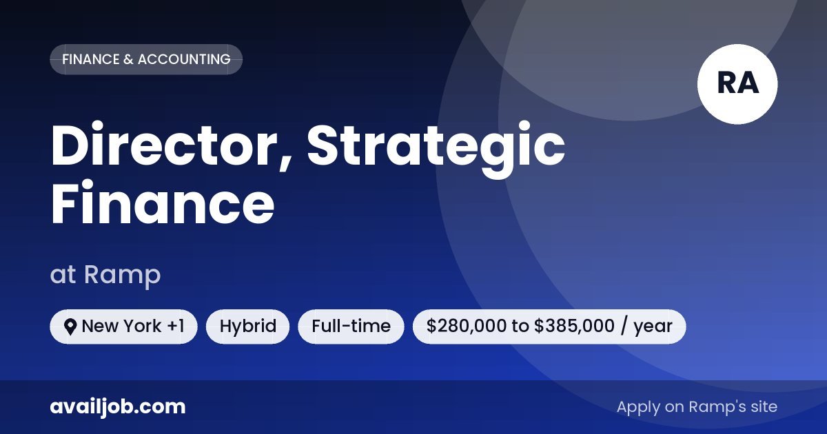 Director, Strategic Finance job at Ramp in New York