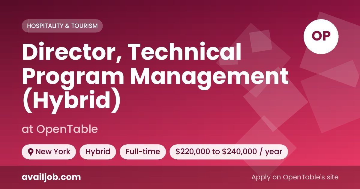 Director, Technical Program Management (Hybrid) job at OpenTable in New York