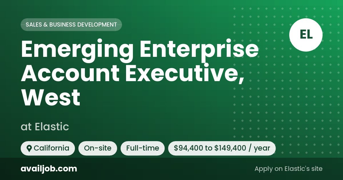 Emerging Enterprise Account Executive, West job at Elastic in California