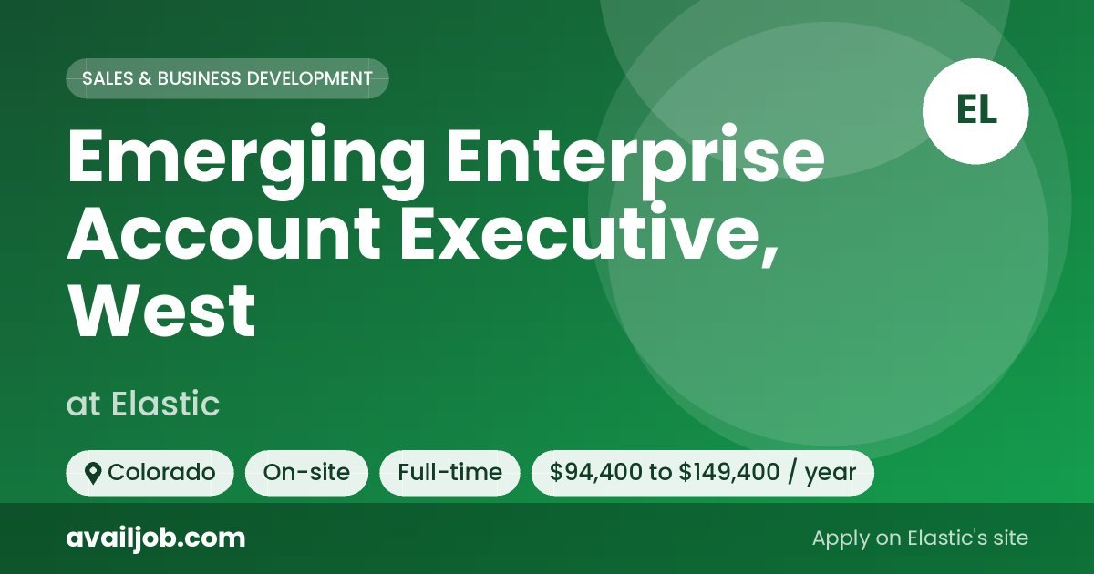 Emerging Enterprise Account Executive, West job at Elastic in Colorado