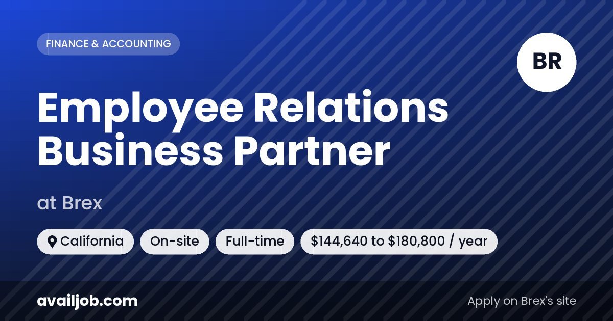 Employee Relations Business Partner job at Brex in California