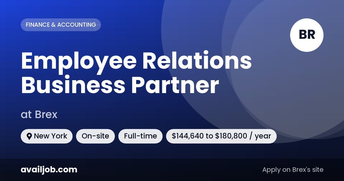 Employee Relations Business Partner job at Brex in New York