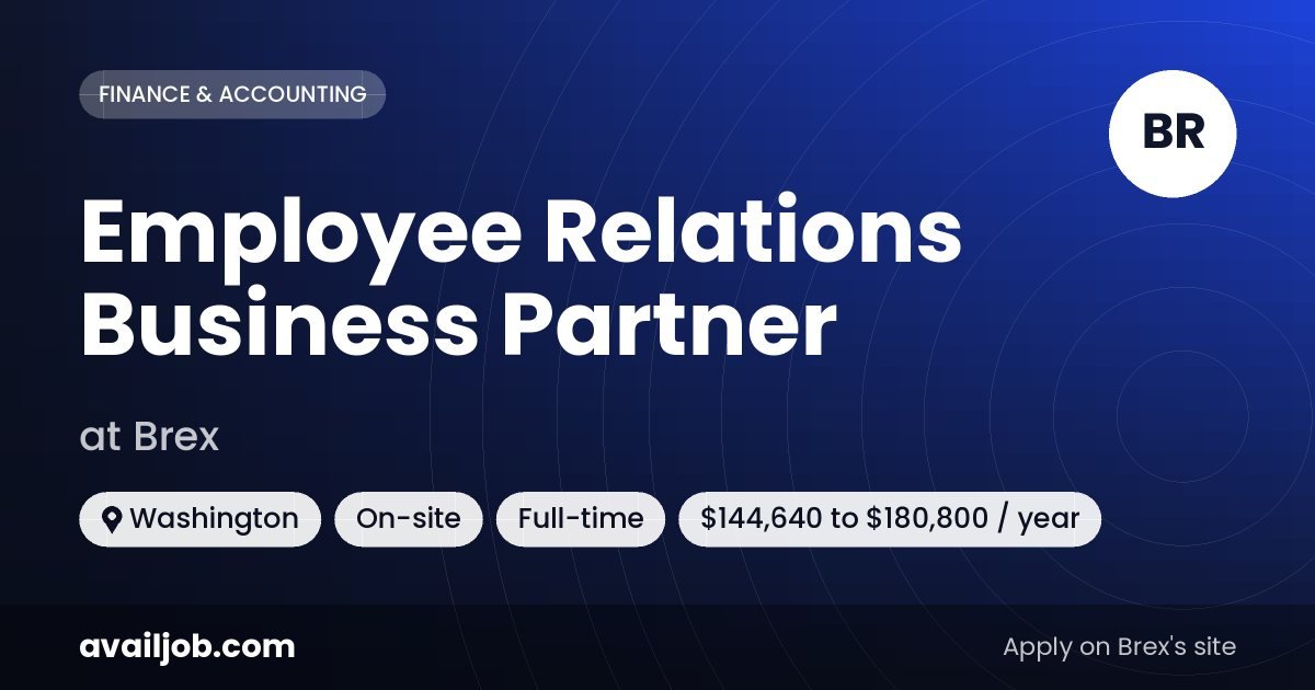 Employee Relations Business Partner job at Brex in Washington