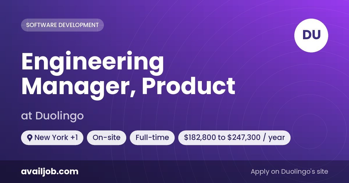 Engineering Manager, Product job at Duolingo in New York