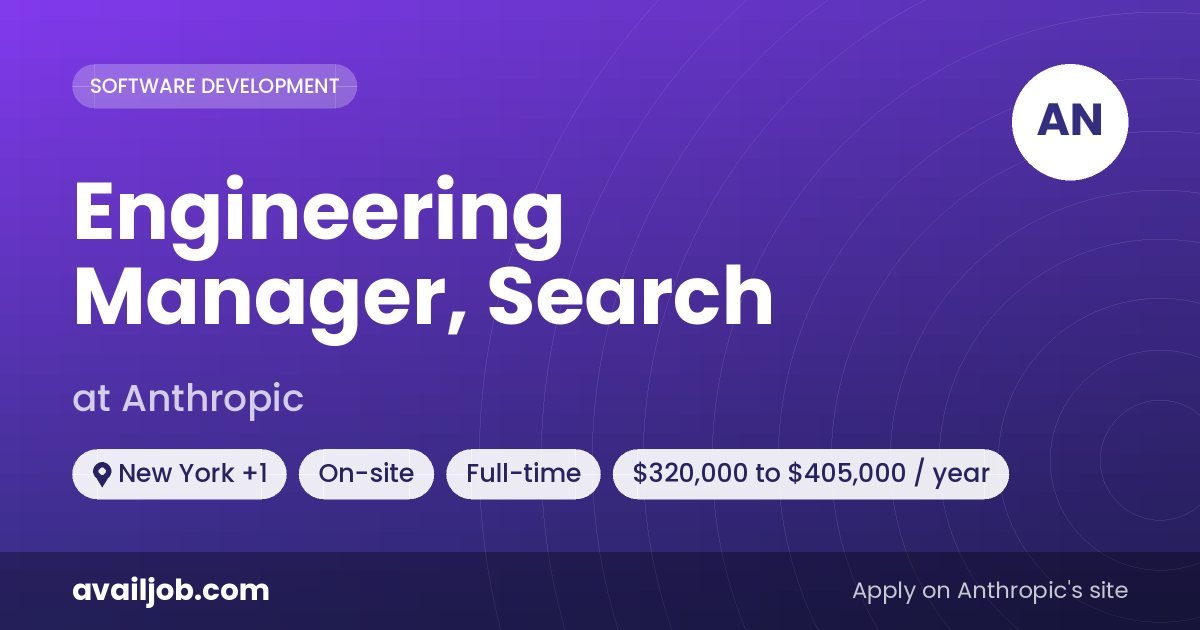 Engineering Manager, Search job at Anthropic in New York