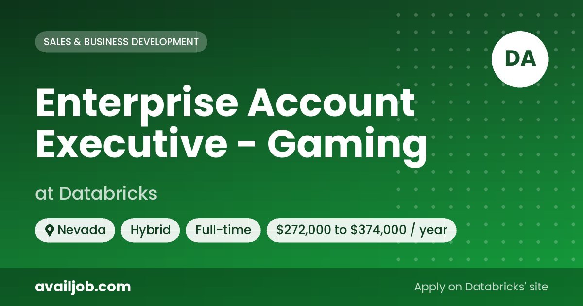Enterprise Account Executive - Gaming job at Databricks in Nevada