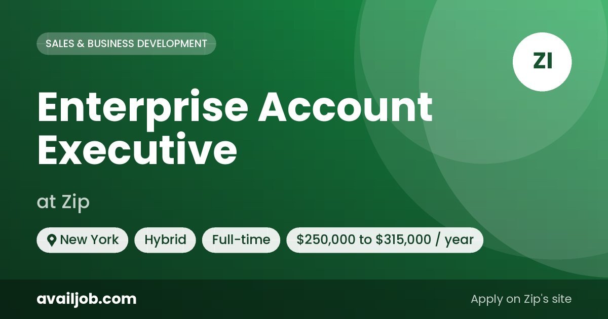 Enterprise Account Executive job at Zip in New York