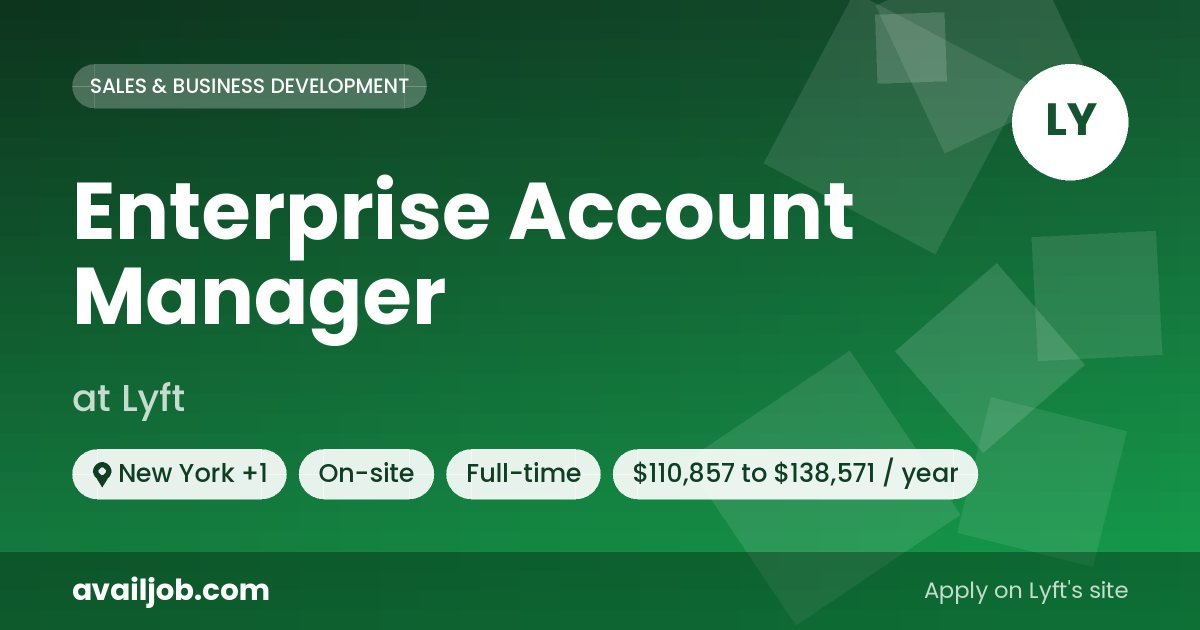 Enterprise Account Manager job at Lyft in New York