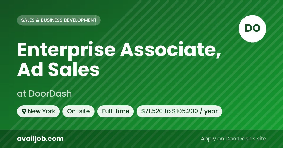 Enterprise Associate, Ad Sales job at DoorDash in New York