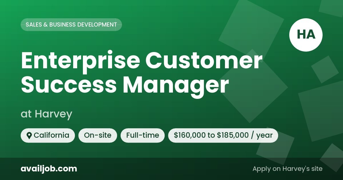 Enterprise Customer Success Manager job at Harvey in California