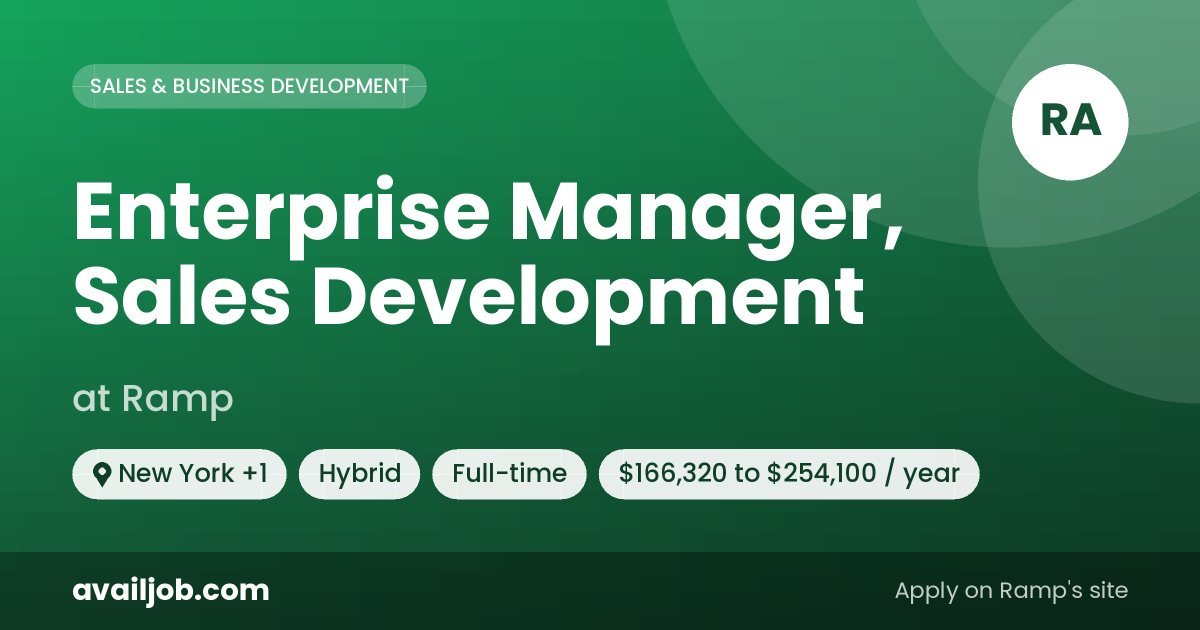 Enterprise Manager, Sales Development job at Ramp in New York