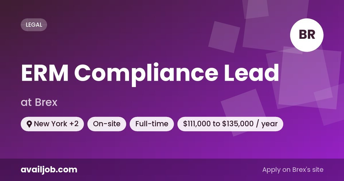 ERM Compliance Lead job at Brex in New York