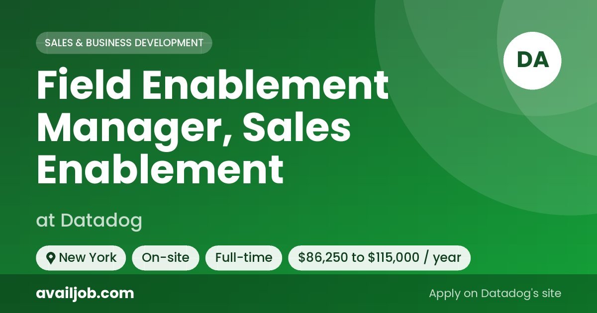 Field Enablement Manager, Sales Enablement job at Datadog in New York