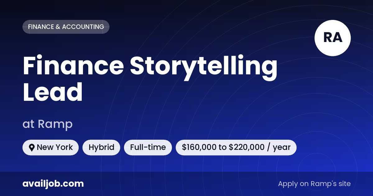 Finance Storytelling Lead job at Ramp in New York