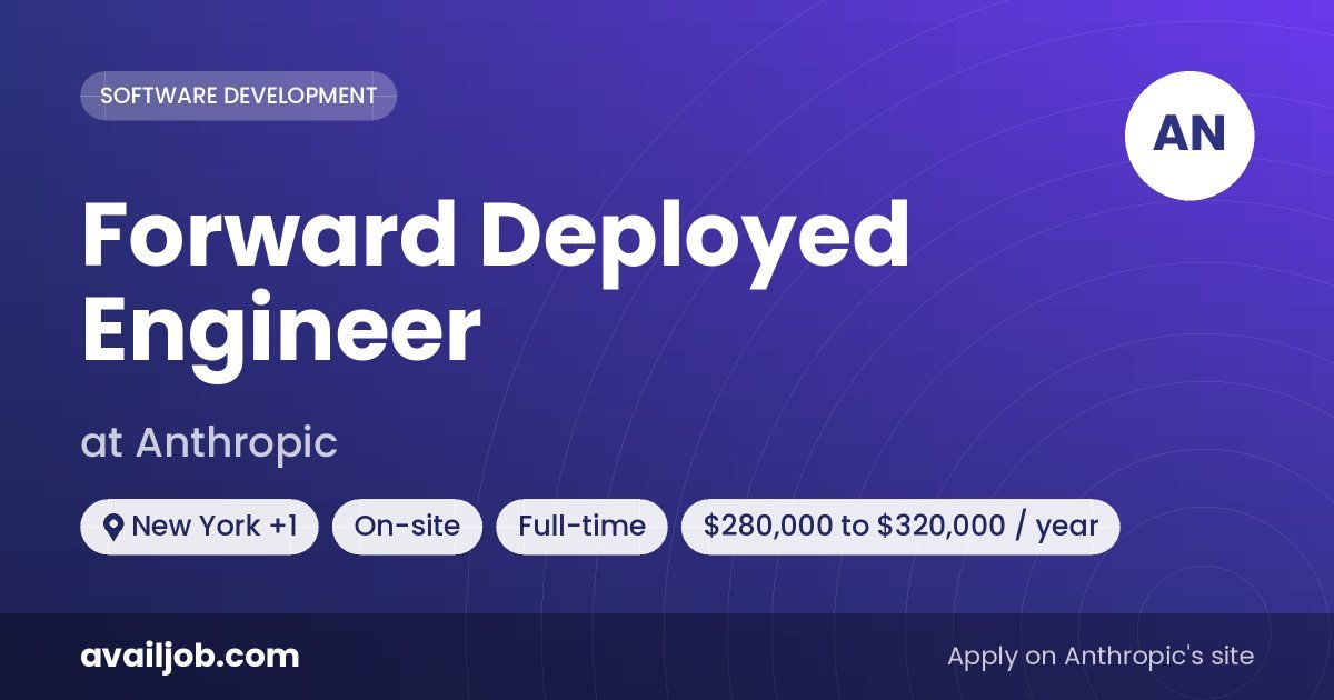Forward Deployed Engineer job at Anthropic in New York