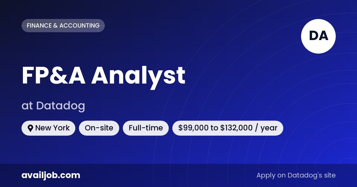 FP&A Analyst job at Datadog in New York