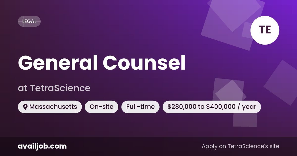 General Counsel job at TetraScience in Massachusetts