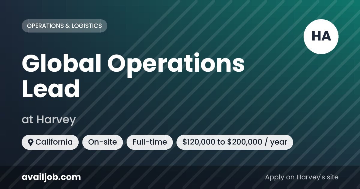 Global Operations Lead job at Harvey in California
