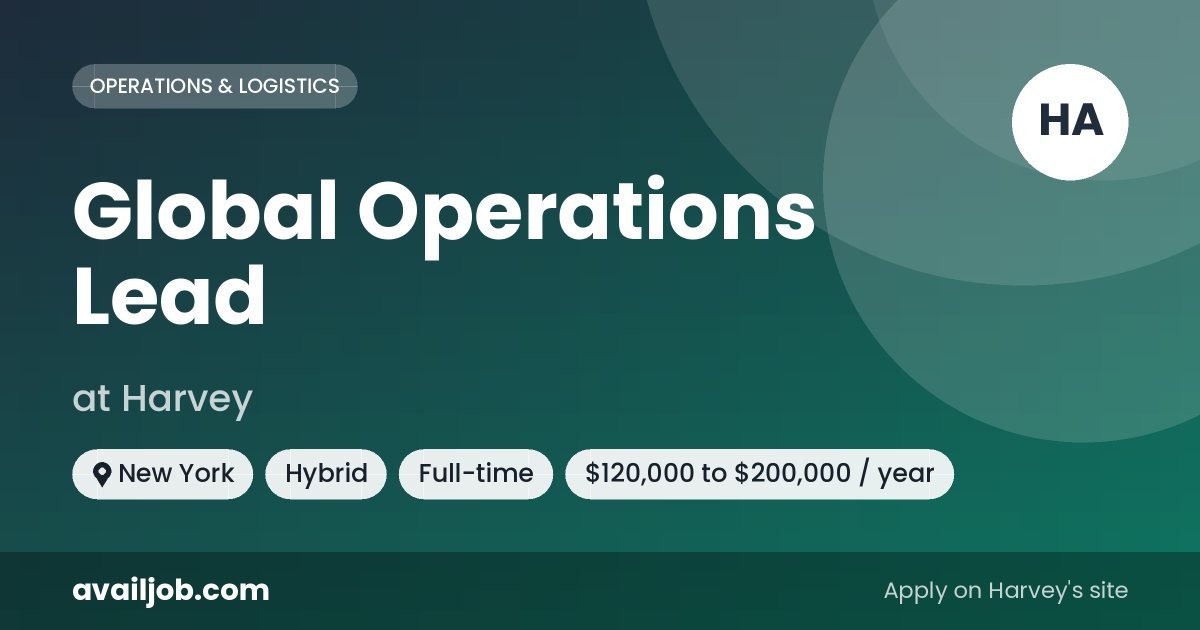 Global Operations Lead job at Harvey in New York