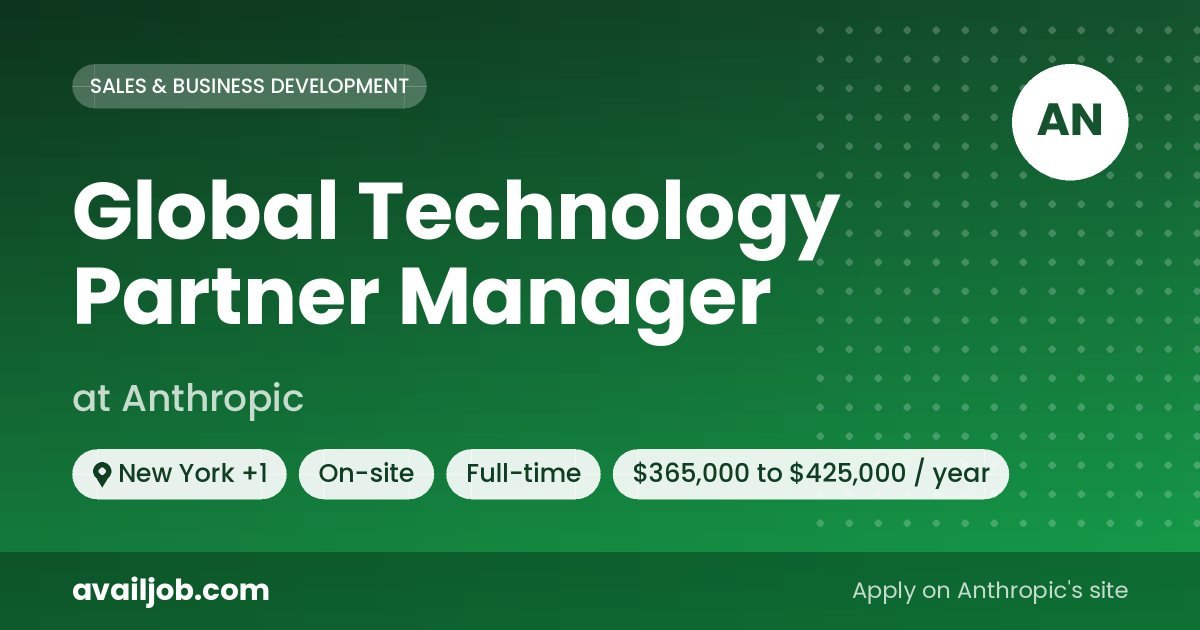 Global Technology Partner Manager job at Anthropic in New York