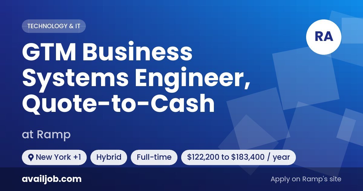 GTM Business Systems Engineer, Quote-to-Cash job at Ramp in New York