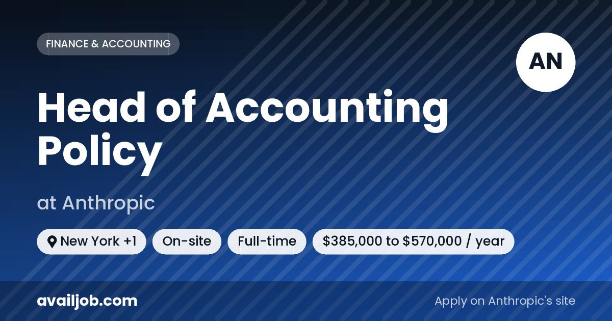 Head of Accounting Policy job at Anthropic in New York