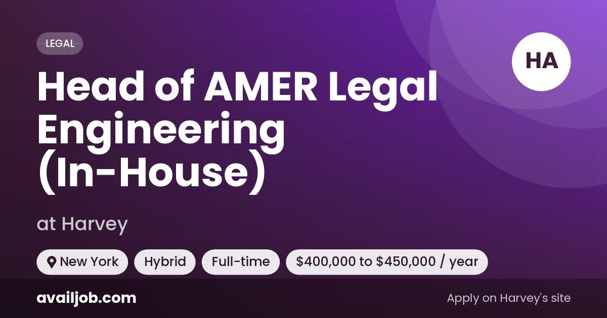 Head of AMER Legal Engineering (In-House) job at Harvey in New York