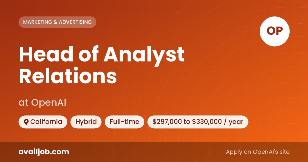 Head of Analyst Relations job at OpenAI in California