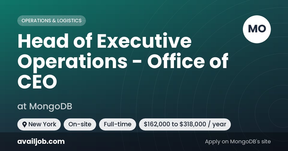 Head of Executive Operations - Office of CEO job at MongoDB in New York
