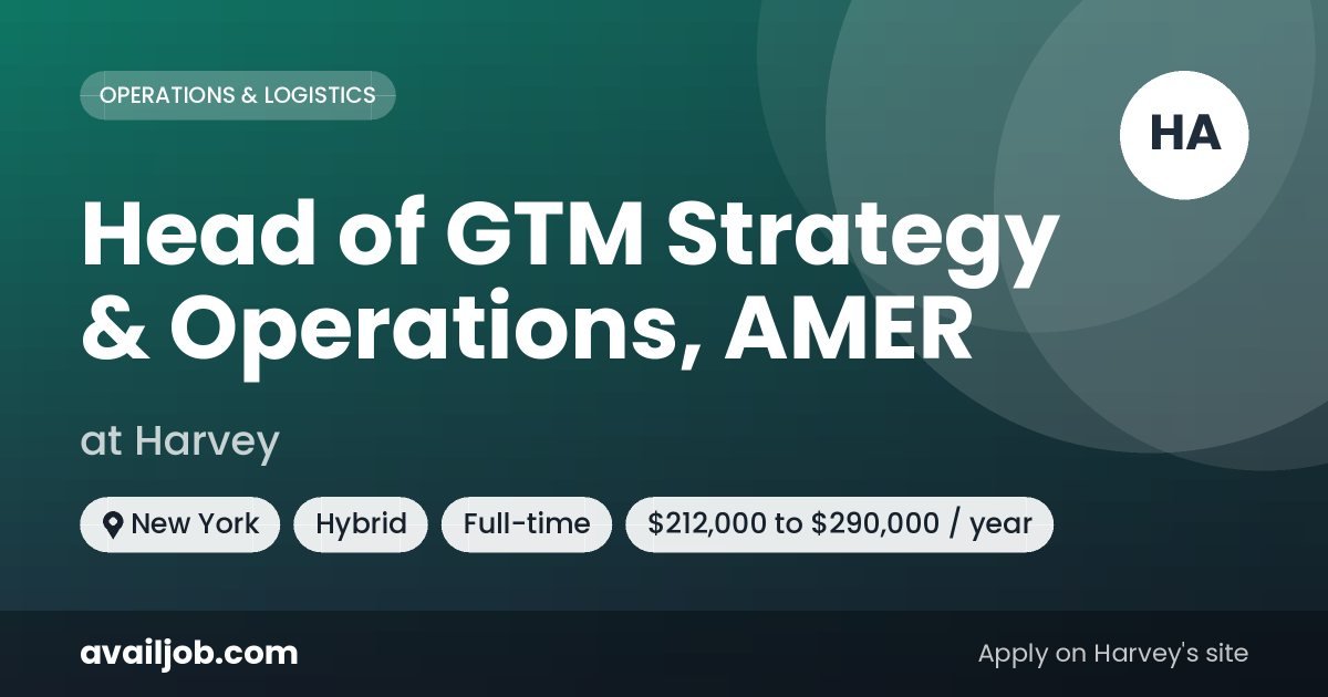 Head of GTM Strategy & Operations, AMER job at Harvey in New York
