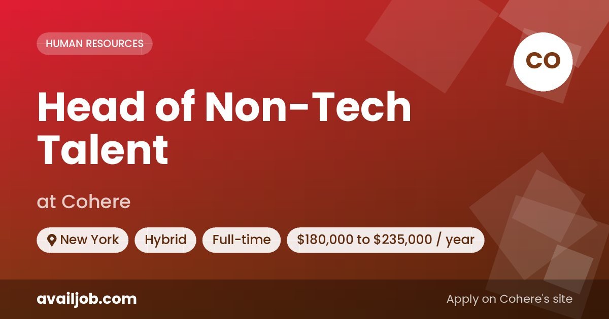 Head of Non-Tech Talent job at Cohere in New York