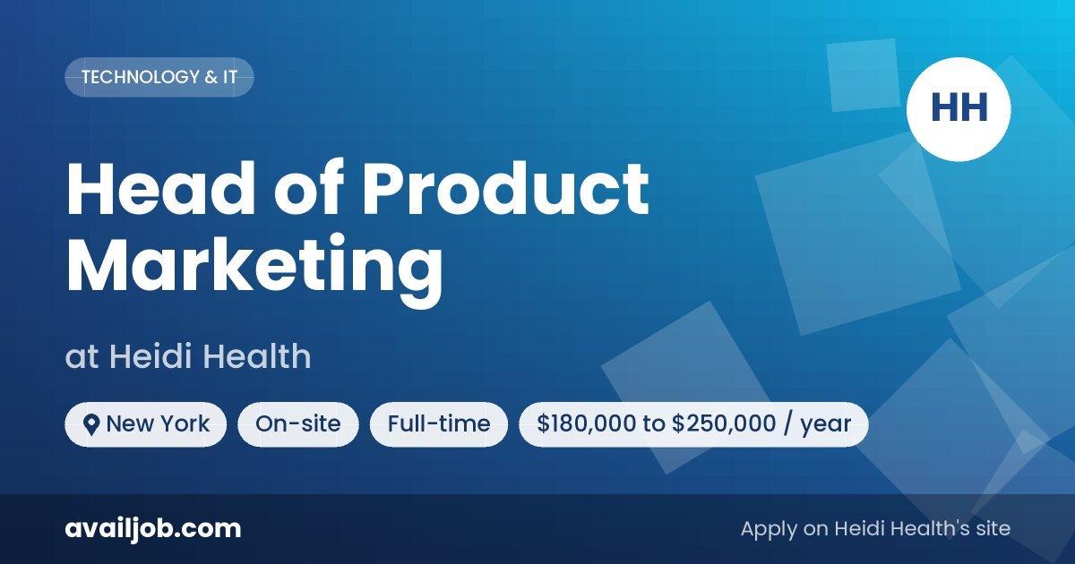 Head of Product Marketing job at Heidi Health in New York