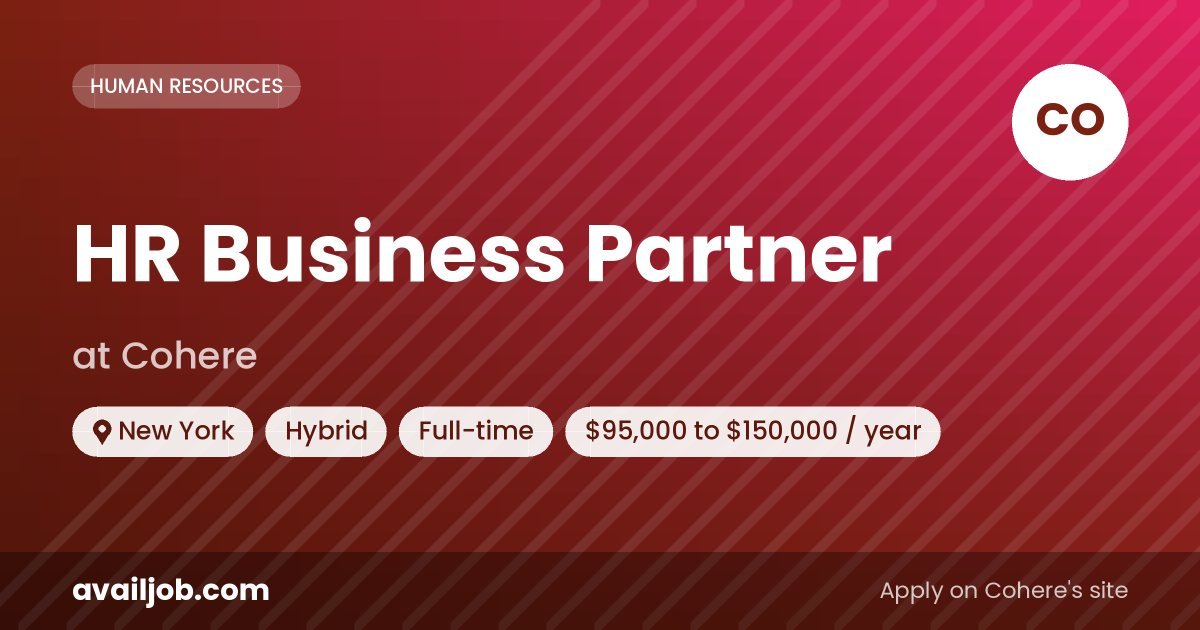HR Business Partner job at Cohere in New York