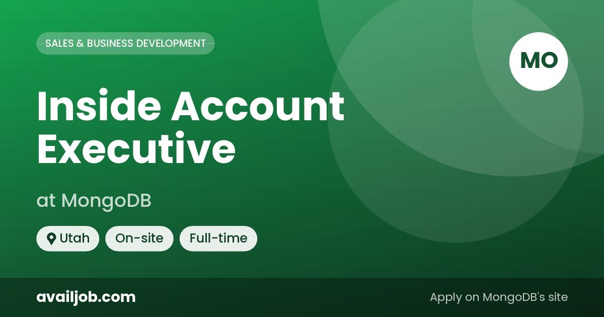 Inside Account Executive job at MongoDB in Utah