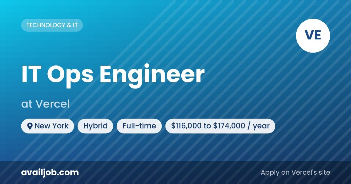 IT Ops Engineer job at Vercel in New York