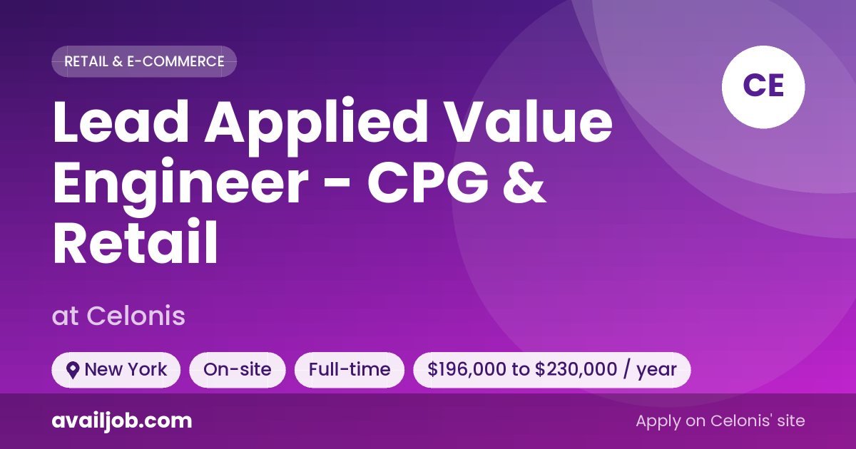 Lead Applied Value Engineer - CPG & Retail job at Celonis in New York