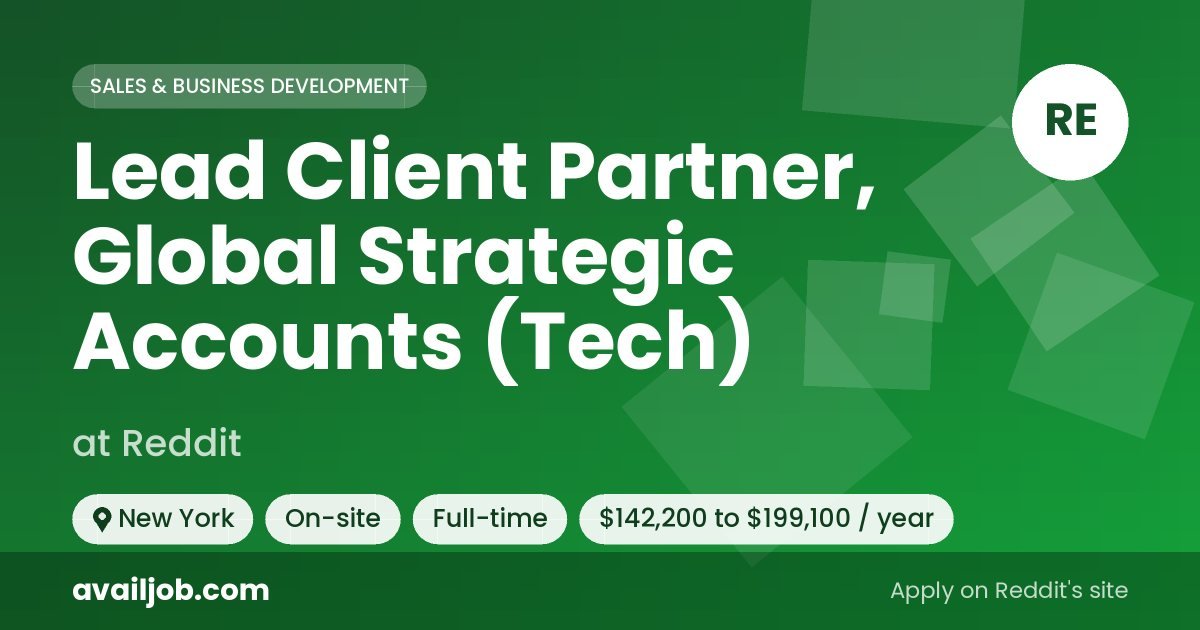 Lead Client Partner, Global Strategic Accounts (Tech) job at Reddit in New York