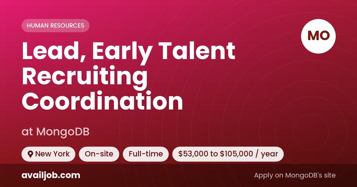Lead, Early Talent Recruiting Coordination job at MongoDB in New York