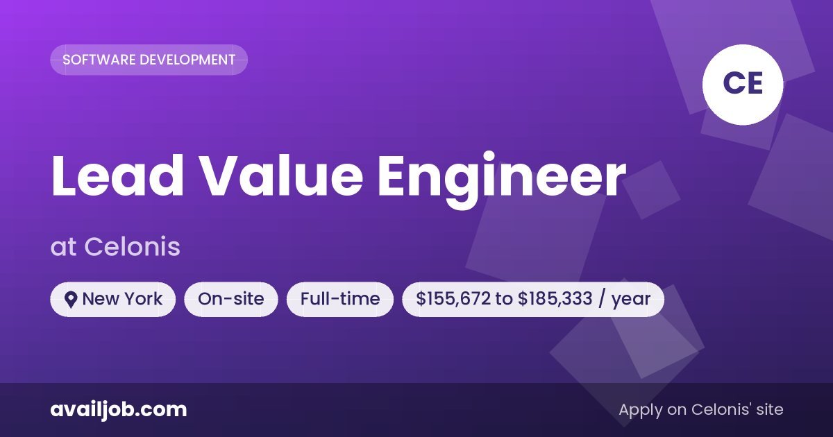 Lead Value Engineer job at Celonis in New York