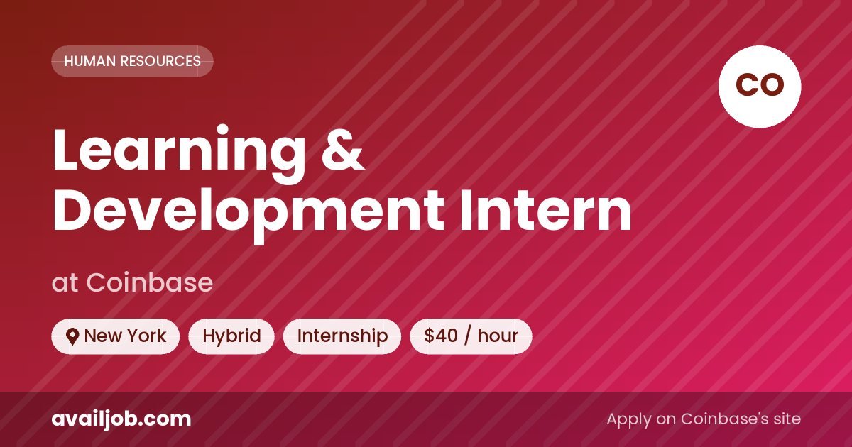 Learning & Development Intern job at Coinbase in New York