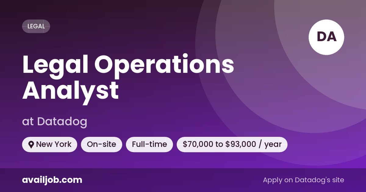 Legal Operations Analyst job at Datadog in New York