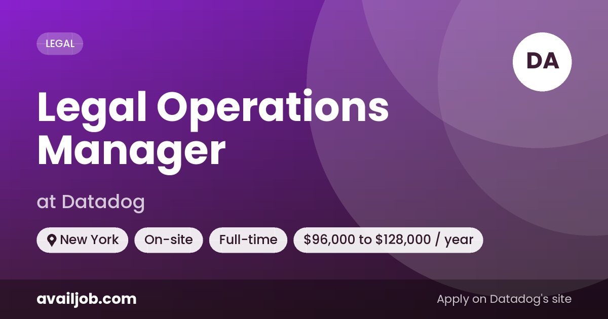 Legal Operations Manager job at Datadog in New York