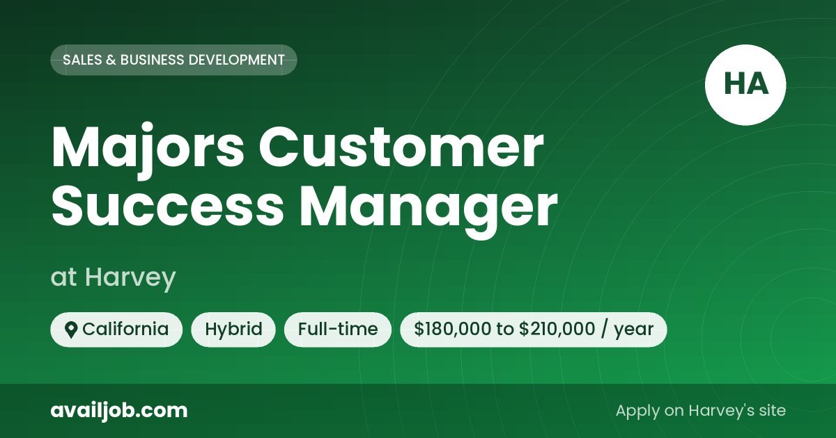 Majors Customer Success Manager job at Harvey in California