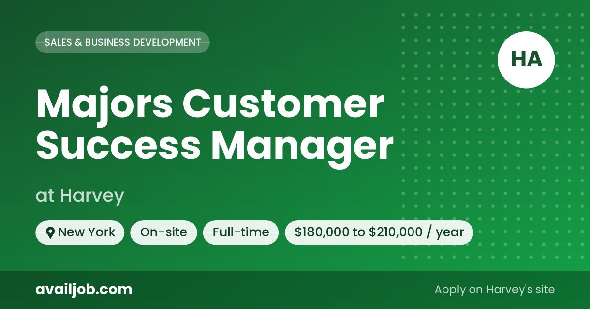 Majors Customer Success Manager job at Harvey in New York