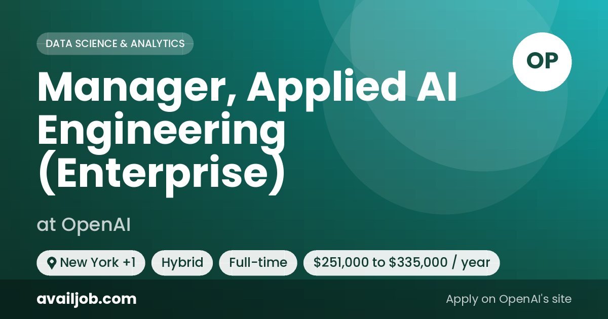 Manager, Applied AI Engineering (Enterprise) job at OpenAI in New York